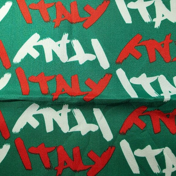 Italy Green Scarf Red White Pattern bandana italian - Picture 3 of 6